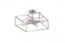 Lit Up Lighting LIT5742SN+MC - 16" 4X60 wSemi-Flush Mount in Satin Nickel finish with replaceable socket rings